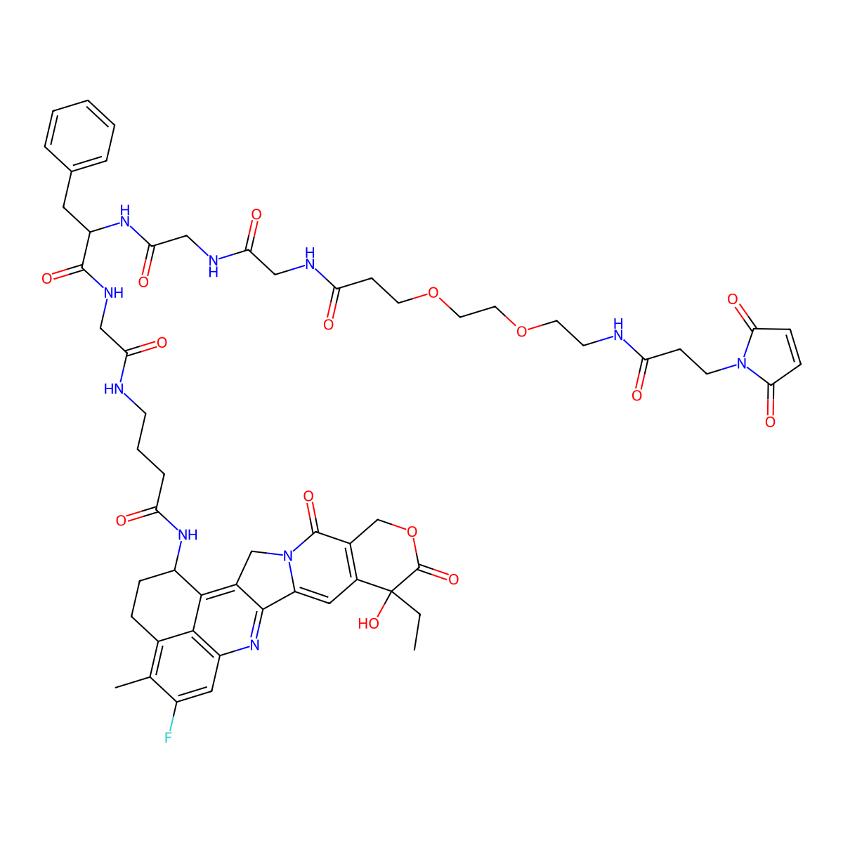 Mal-PEG2-Gly-Gly-Phe-Gly-Exatecan molecular structure, CAS 1599439-54-9