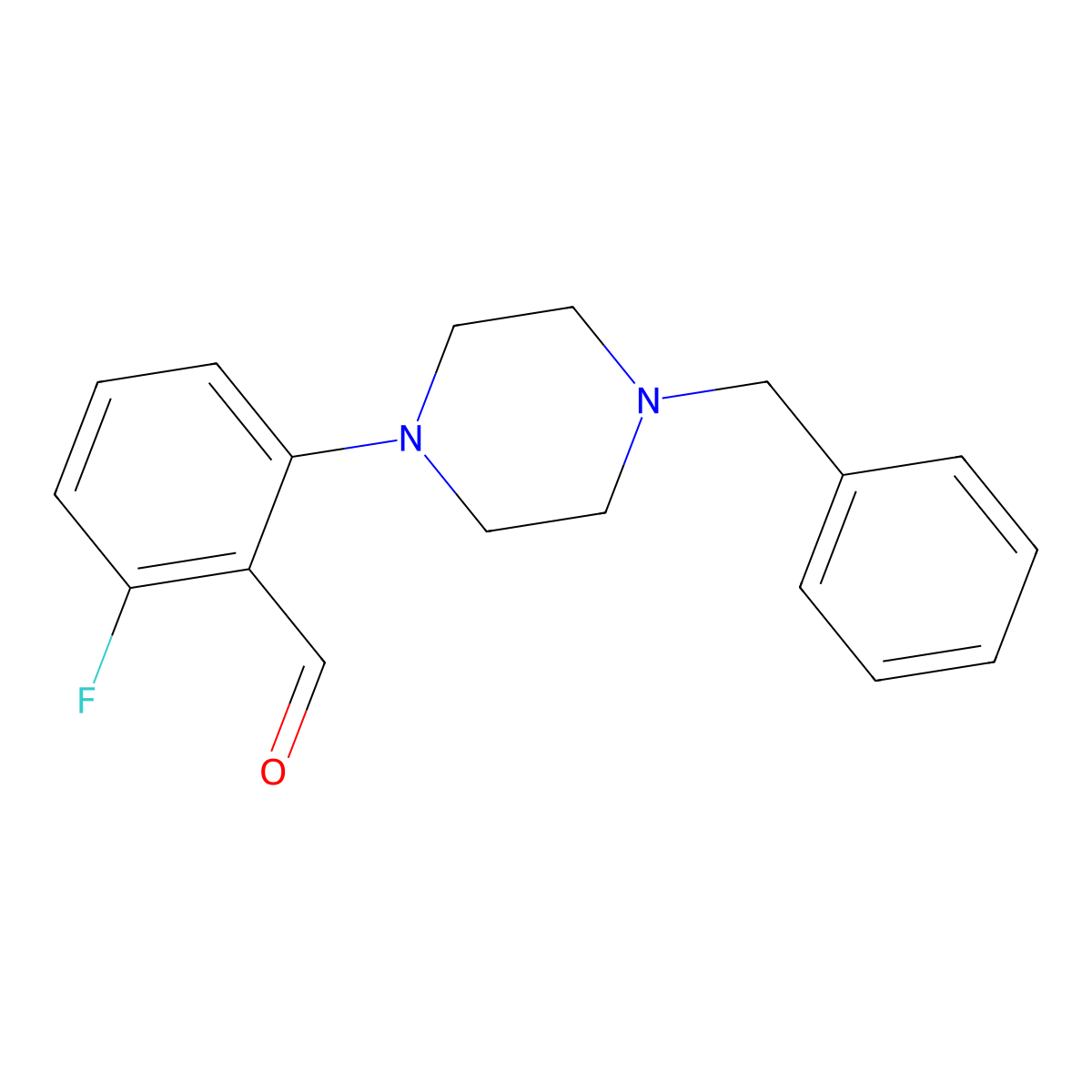 2-(4-Benzylpiperazin-1-yl)-6-fluorobenzaldehyde molecular structure, CAS 159944-64-6