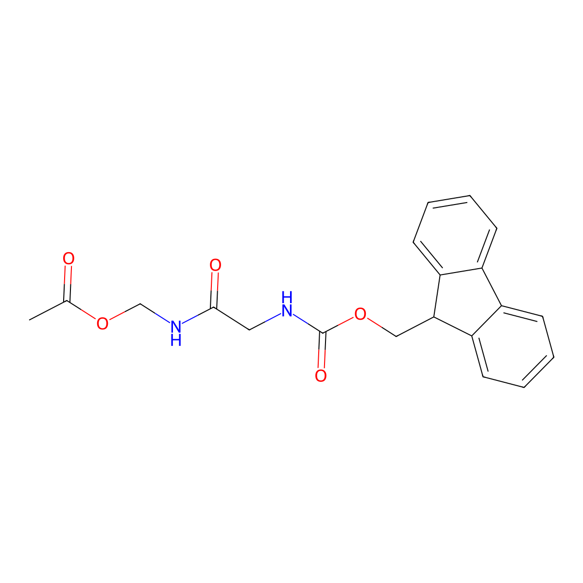 Carbamic acid, N-(2-(((acetyloxy)methyl)amino)-2-oxoethyl)-, 9H-fluoren-9-ylmethyl ester molecular structure, CAS 1599440-06-8