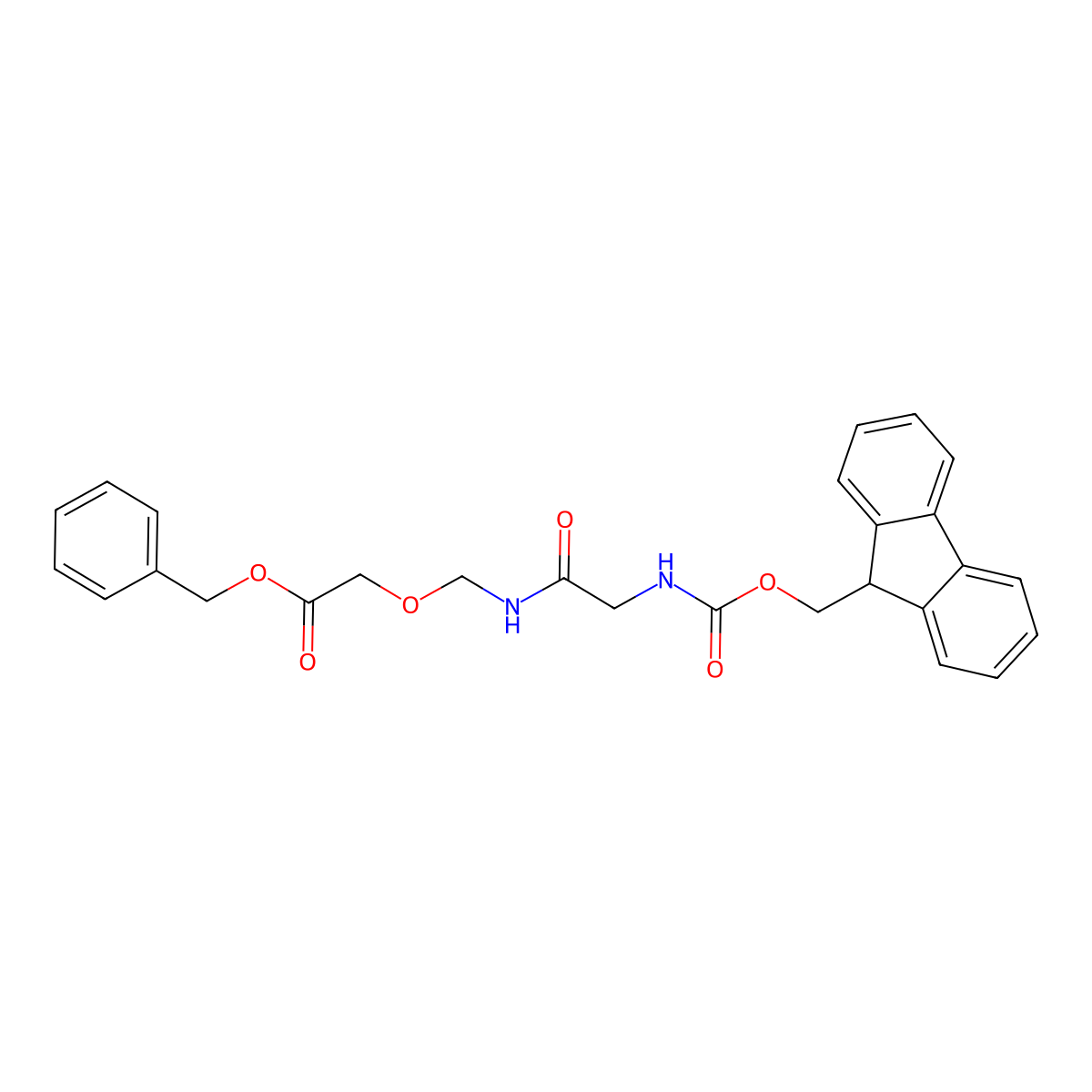 Benzyl 1-(9H-fluoren-9-yl)-3,6-dioxo-2,9-dioxa-4,7-diazaundecan-11-oate molecular structure, CAS 1599440-07-9
