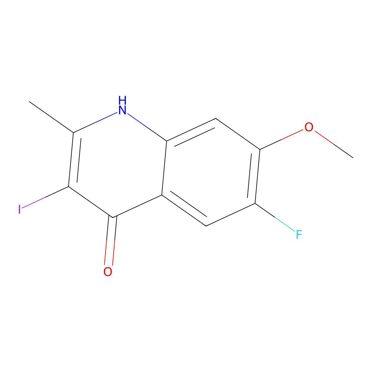 6-fluoro-3-iodo-7-methoxy-2-methylquinolin-4(1H)-one molecular structure, CAS 1599467-53-4