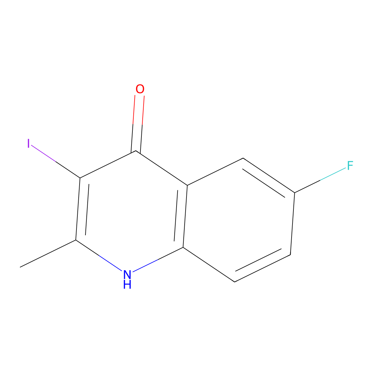 6-Fluoro-3-iodo-2-methylquinolin-4(1H)-one molecular structure, CAS 1599467-55-6