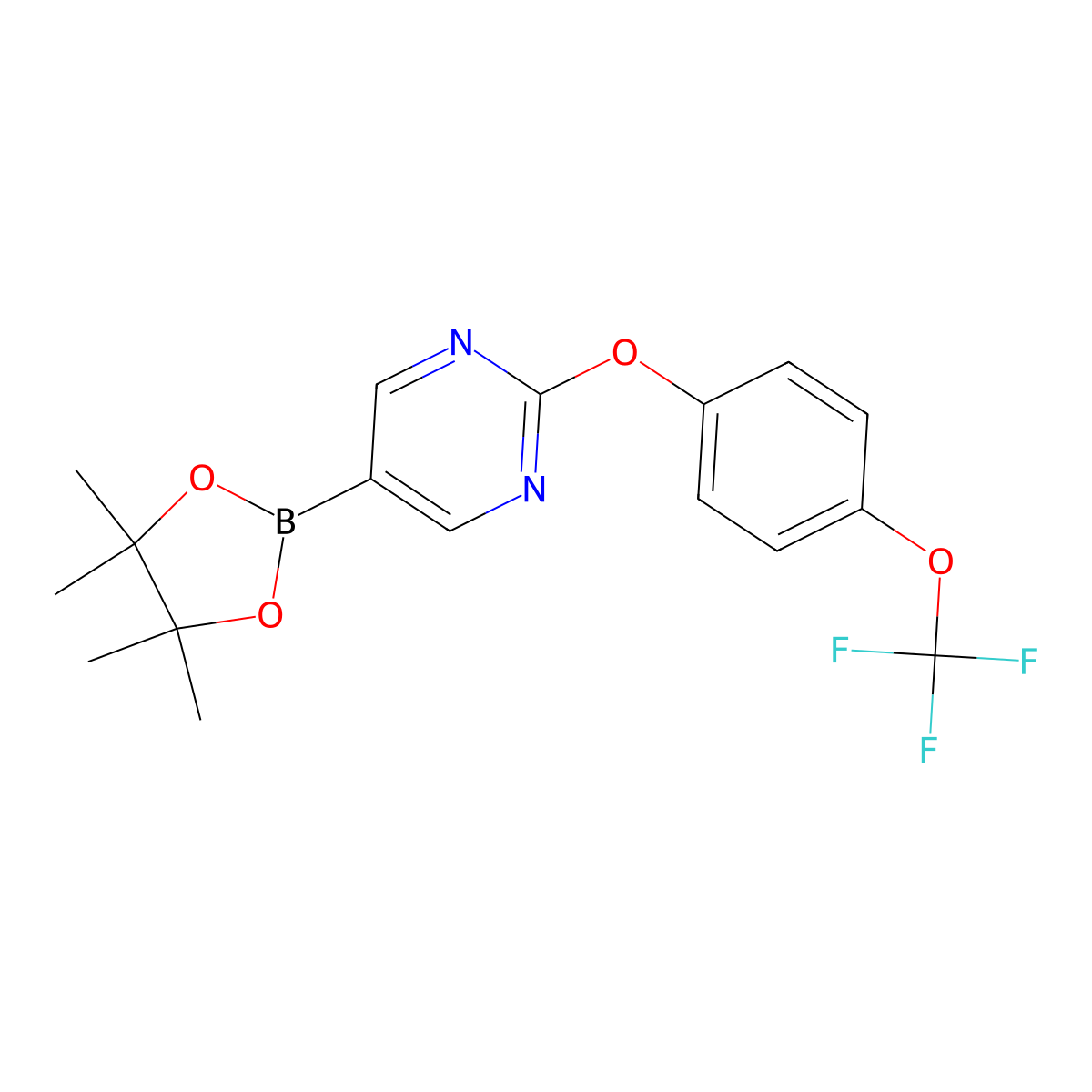 5-(4,4,5,5-Tetramethyl-1,3,2-dioxaborolan-2-yl)-2-(4-(trifluoromethoxy)phenoxy)pyrimidine molecular structure, CAS 1599467-81-8