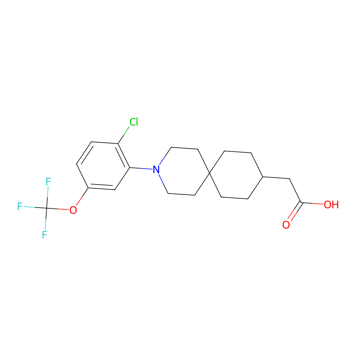 2-[3-[2-Chloro-5-(trifluoromethoxy)phenyl]-3-azaspiro[5.5]undecan-9-yl]acetic acid molecular structure, CAS 1599477-75-4