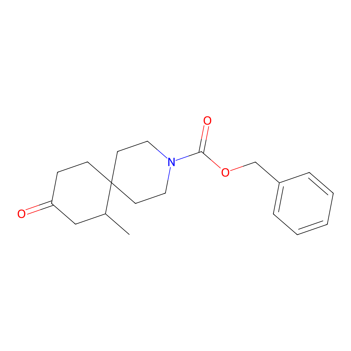 Benzyl 7-methyl-9-oxo-3-azaspiro[5.5]undecane-3-carboxylate molecular structure, CAS 1599479-14-7