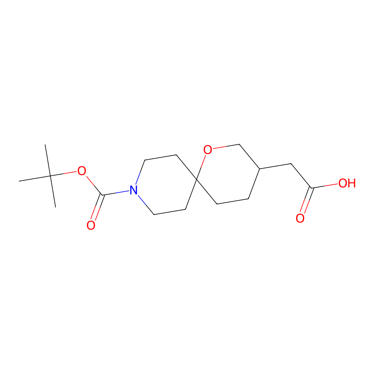 2-(9-(Tert-butoxycarbonyl)-1-oxa-9-azaspiro[5.5]undecan-3-YL)acetic acid molecular structure, CAS 1599479-20-5