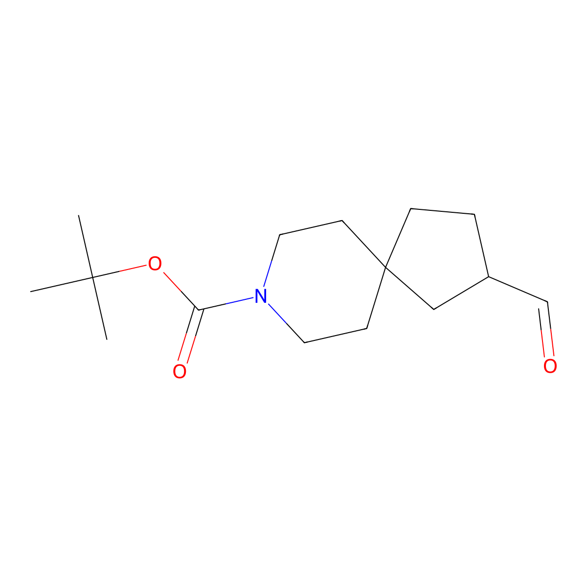 Tert-butyl 2-formyl-8-azaspiro(4.5)decane-8-carboxylate molecular structure, CAS 1599479-33-0