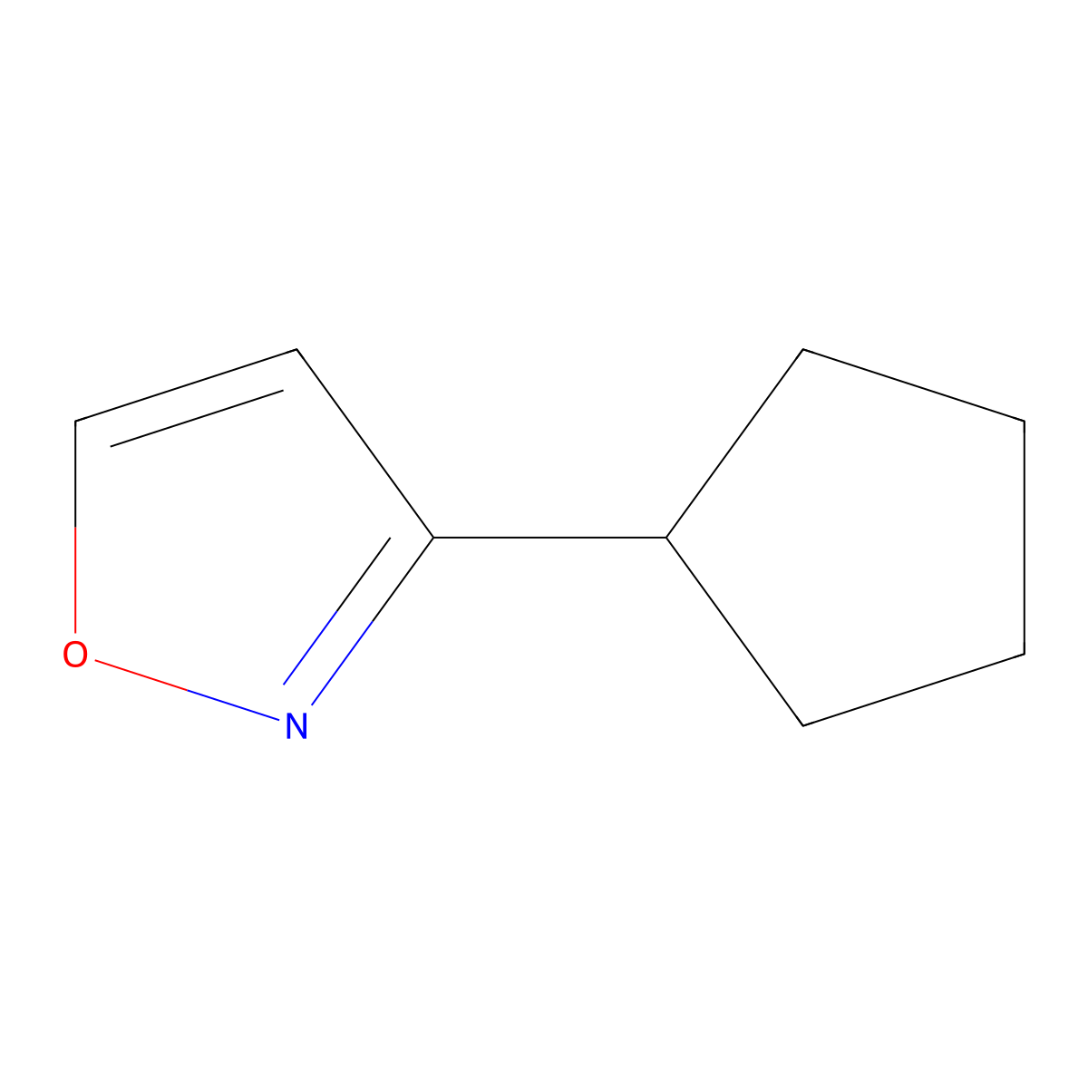 3-Cyclopentyl-1,2-oxazole molecular structure, CAS 1599534-27-6