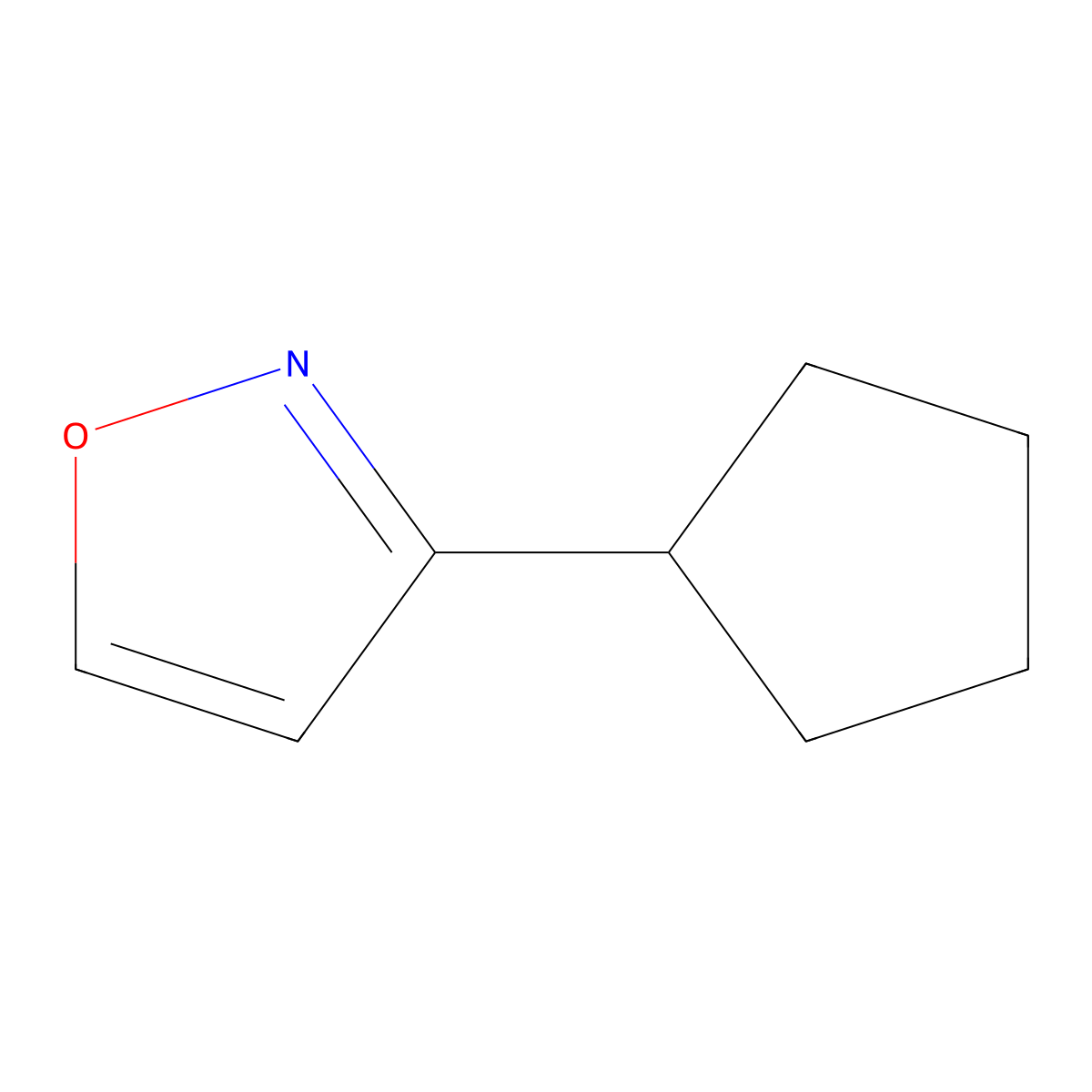 3-Cyclopentyl-1,2-oxazole molecular structure, CAS 1599534-27-6