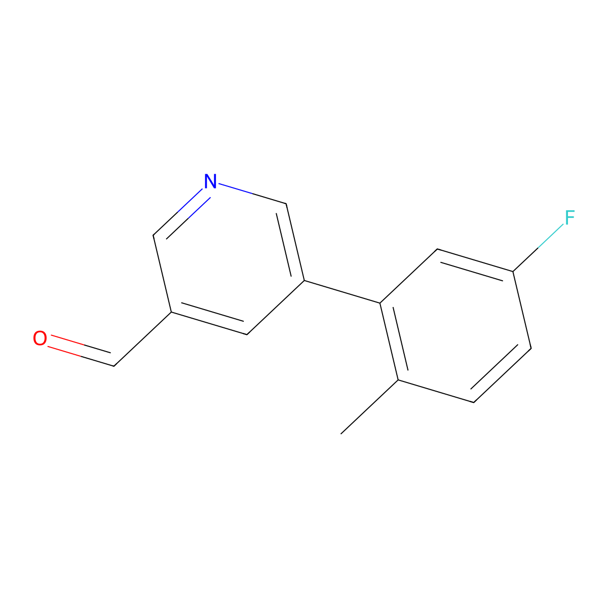 5-(5-Fluoro-2-methylphenyl)pyridine-3-carbaldehyde molecular structure, CAS 1599560-69-6