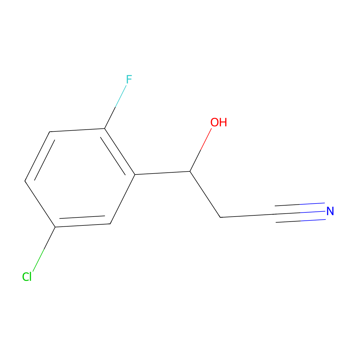 3-(5-Chloro-2-fluorophenyl)-3-hydroxypropanenitrile molecular structure, CAS 1599575-31-1