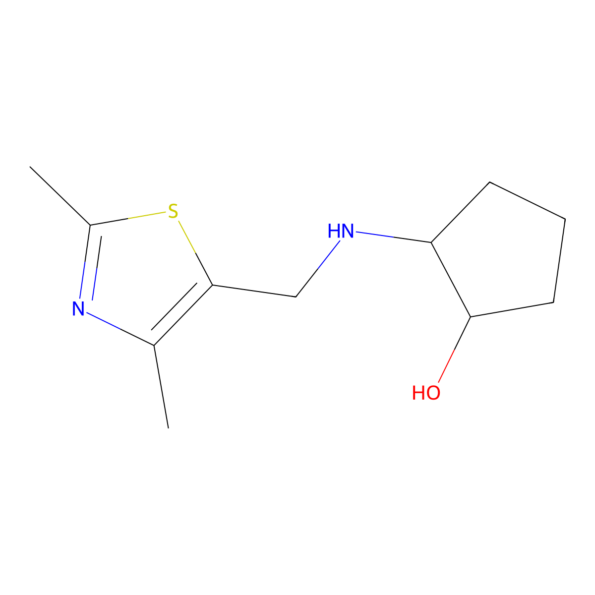 2-{[(2,4-Dimethyl-1,3-thiazol-5-yl)methyl]amino}cyclopentan-1-ol molecular structure, CAS 1599578-23-0