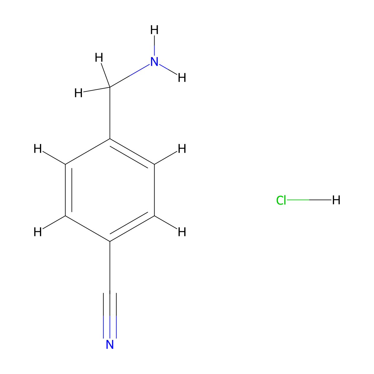 4-(Aminomethyl)benzonitrile hydrochloride molecular structure, CAS 15996-76-6