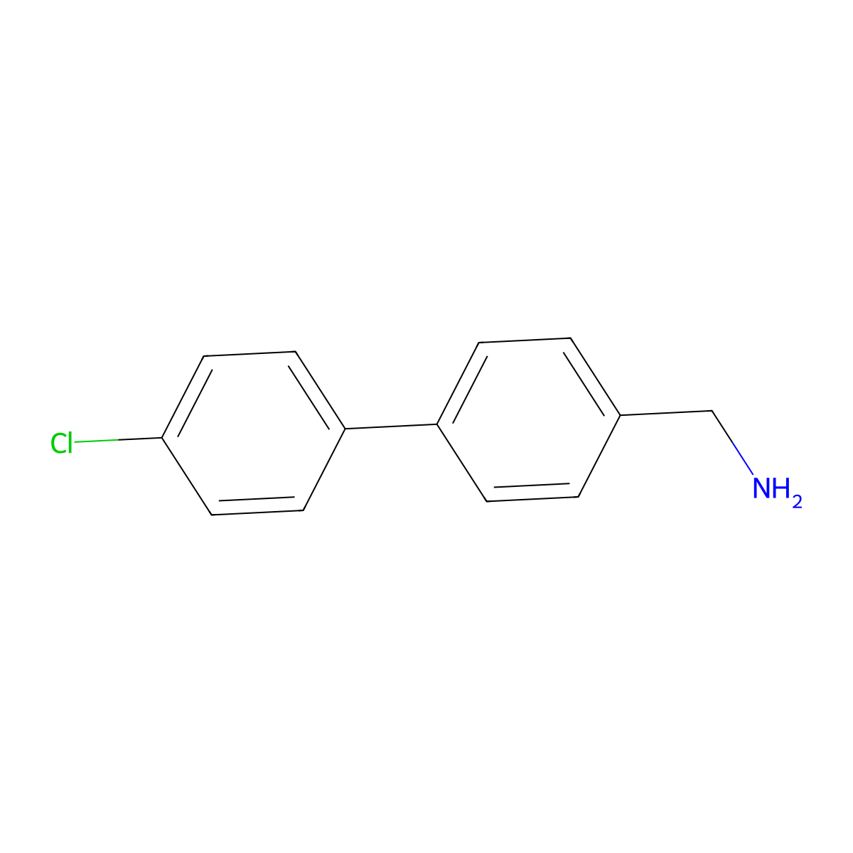 [4-(4-Chlorophenyl)phenyl]methanamine molecular structure, CAS 15996-82-4