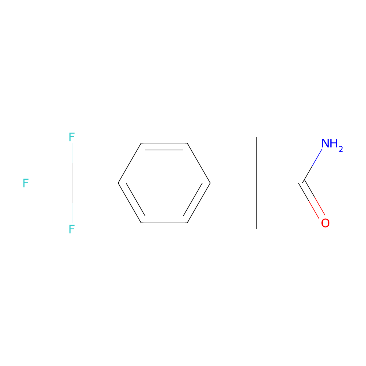 2-Methyl-2-[4-(trifluoromethyl)phenyl]propanamide molecular structure, CAS 15996-88-0