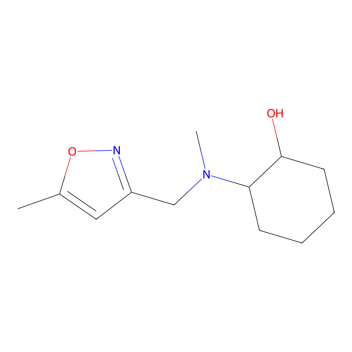2-{Methyl[(5-methyl-1,2-oxazol-3-yl)methyl]amino}cyclohexan-1-ol molecular structure, CAS 1599620-98-0