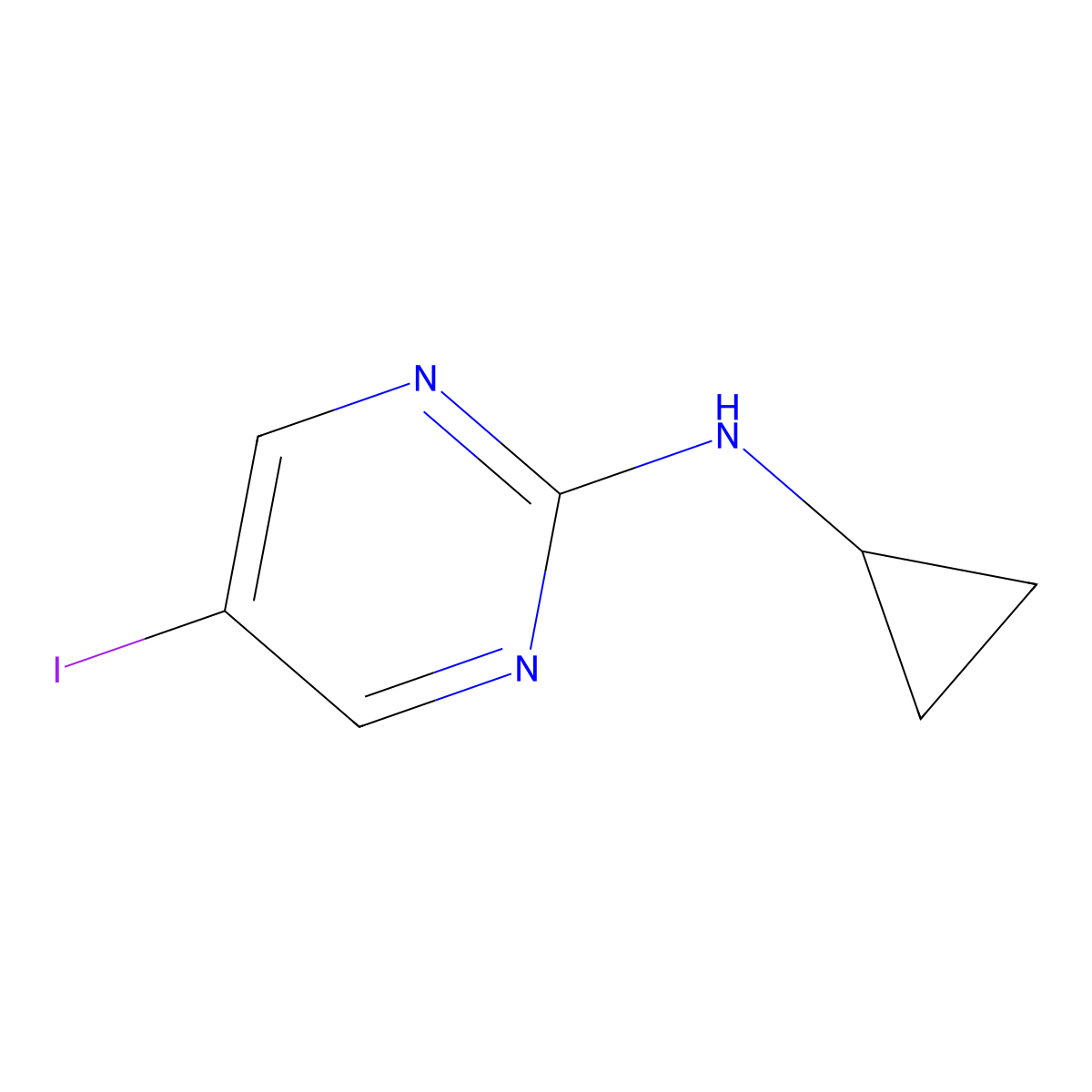 N-Cyclopropyl-5-iodopyrimidin-2-amine molecular structure, CAS 1599697-71-8