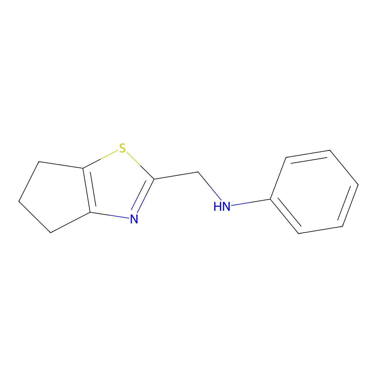 N-({4H,5H,6H-cyclopenta[d][1,3]thiazol-2-yl}methyl)aniline molecular structure, CAS 1599699-26-9