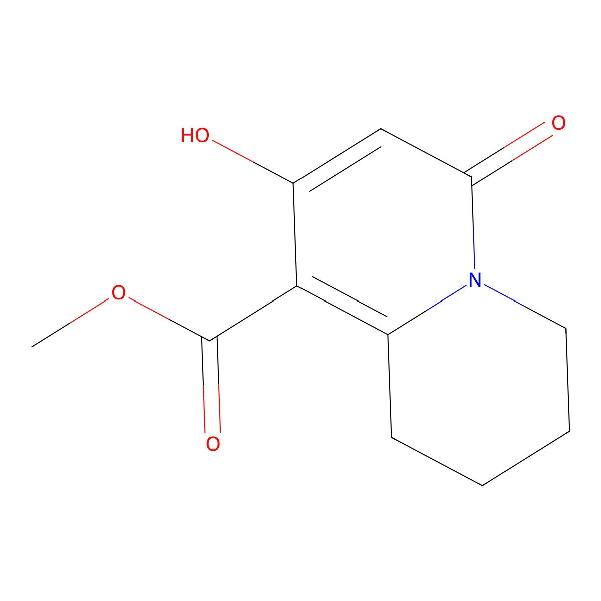 Methyl 8-hydroxy-6-oxo-2,3,4,6-tetrahydro-1H-quinolizine-9-carboxylate molecular structure, CAS 15997-31-6