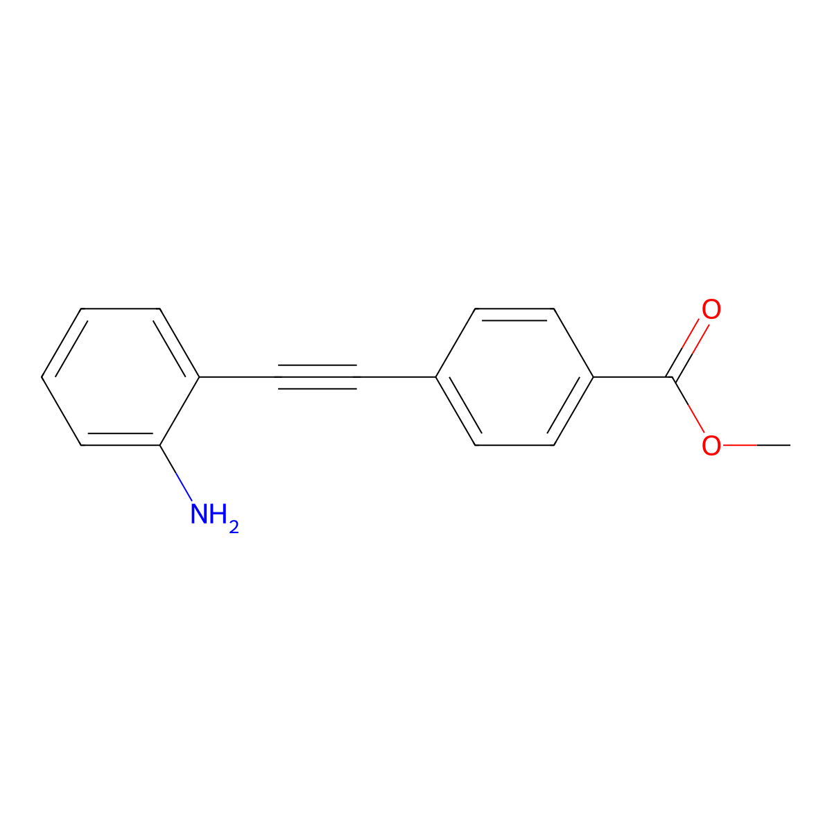 Methyl 4-[2-(2-aminophenyl)ethynyl]benzoate molecular structure, CAS 159970-12-4