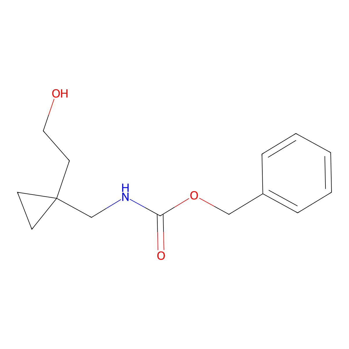 Benzyl ((1-(2-hydroxyethyl)cyclopropyl)methyl)carbamate molecular structure, CAS 1599778-47-8