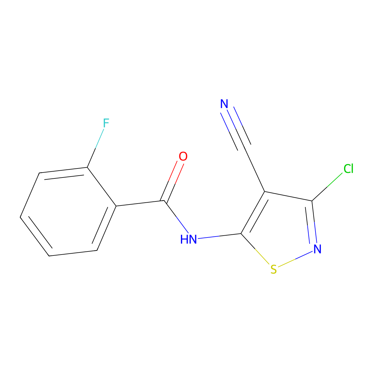 N-(3-chloro-4-cyano-5-isothiazolyl)-2-fluorobenzenecarboxamide molecular structure, CAS 159978-08-2