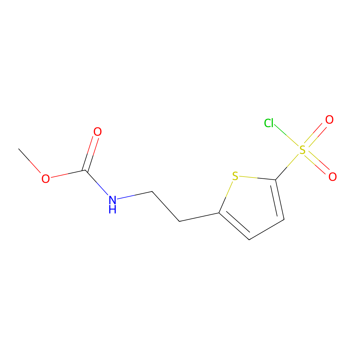 methyl N-(2-(5-(chlorosulfonyl)thiophen-2-yl)ethyl)carbamate molecular structure, CAS 1599801-52-1