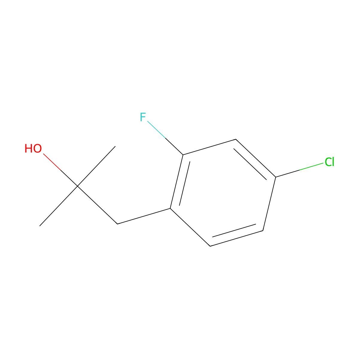 1-(4-Chloro-2-fluorophenyl)-2-methylpropan-2-ol molecular structure, CAS 1599828-64-4