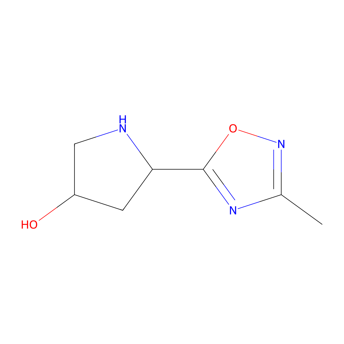 5-(3-Methyl-1,2,4-oxadiazol-5-yl)pyrrolidin-3-ol molecular structure, CAS 1599865-60-7