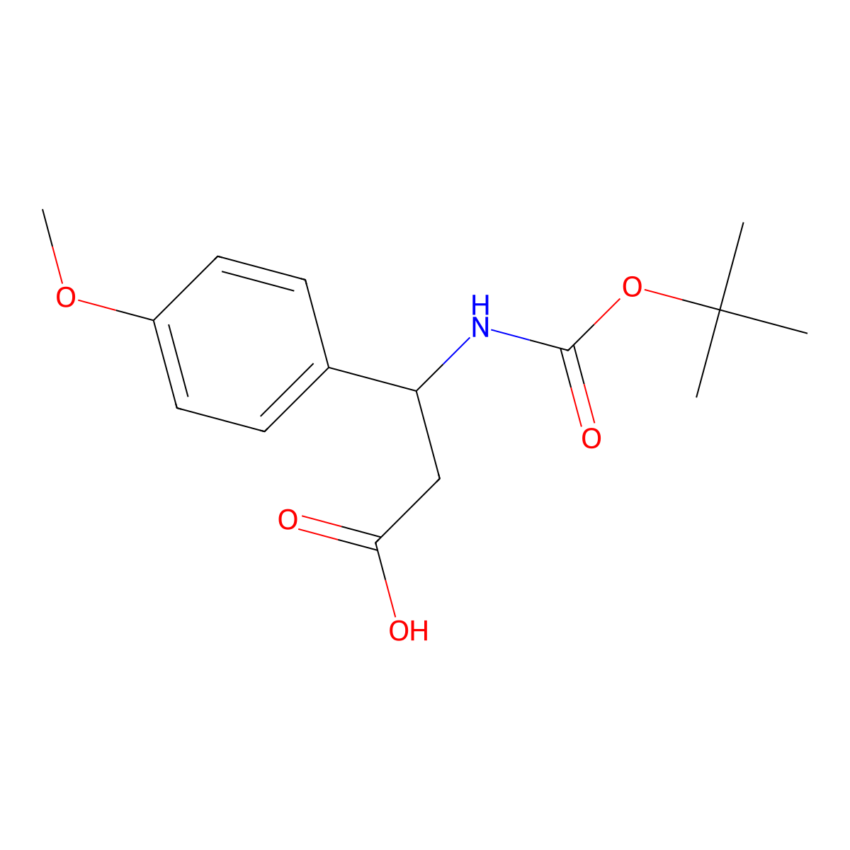 (3S)-3-{[(tert-butoxy)carbonyl]amino}-3-(4-methoxyphenyl)propanoic acid molecular structure, CAS 159990-12-2