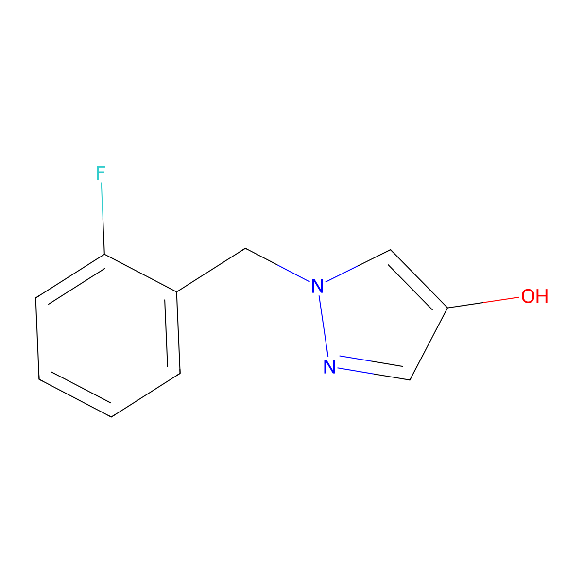 1-[(2-fluorophenyl)methyl]-1H-pyrazol-4-ol molecular structure, CAS 1599923-23-5