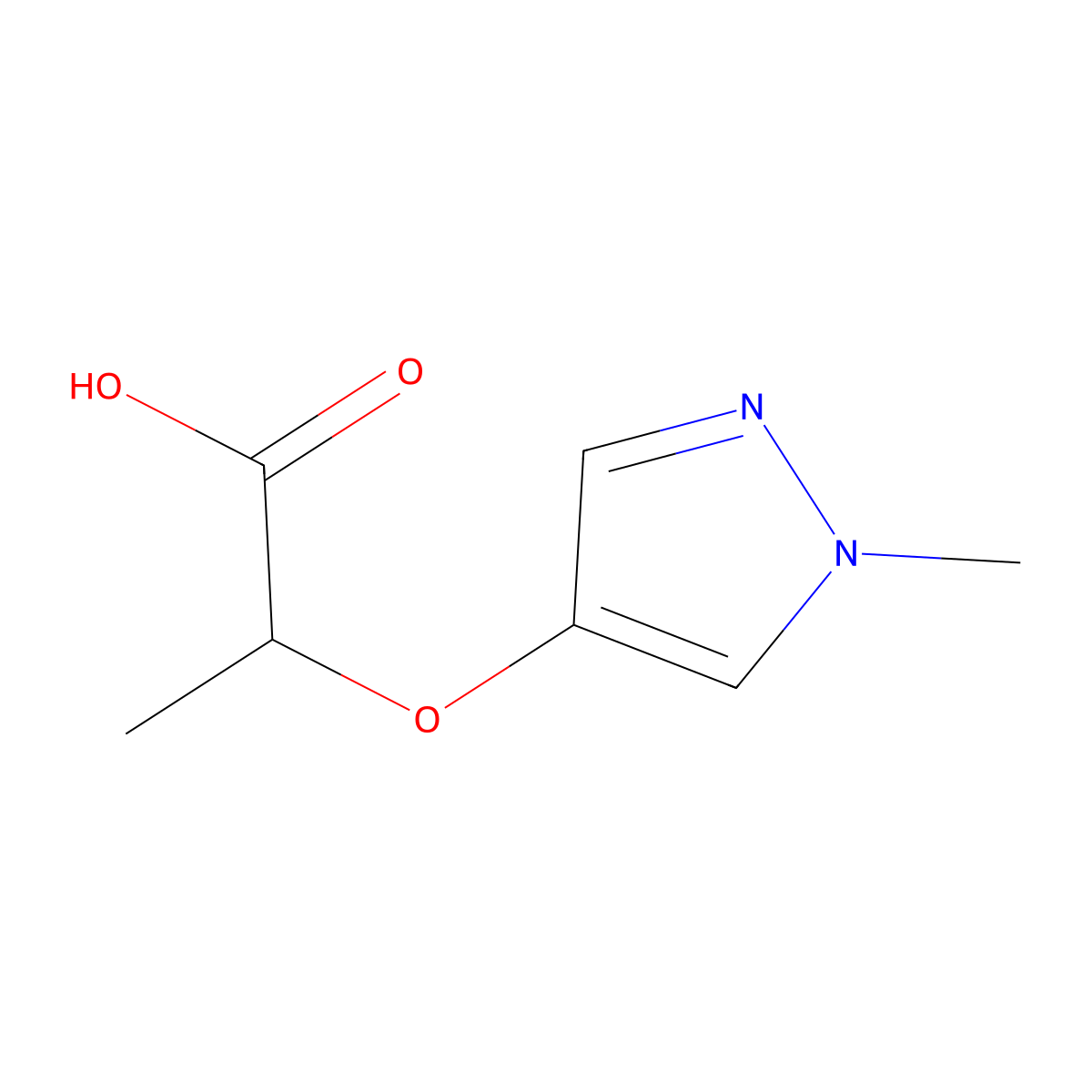 2-[(1-Methyl-1H-pyrazol-4-yl)oxy]propanoic acid molecular structure, CAS 1599936-85-2