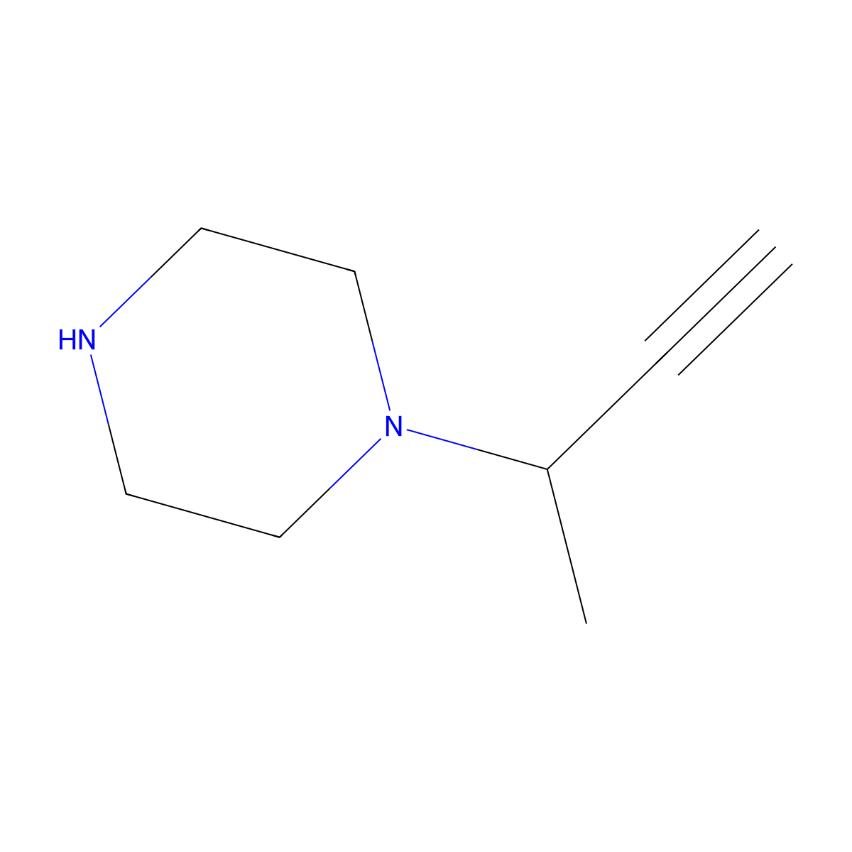 1-(But-3-yn-2-yl)piperazine molecular structure, CAS 1599963-58-2