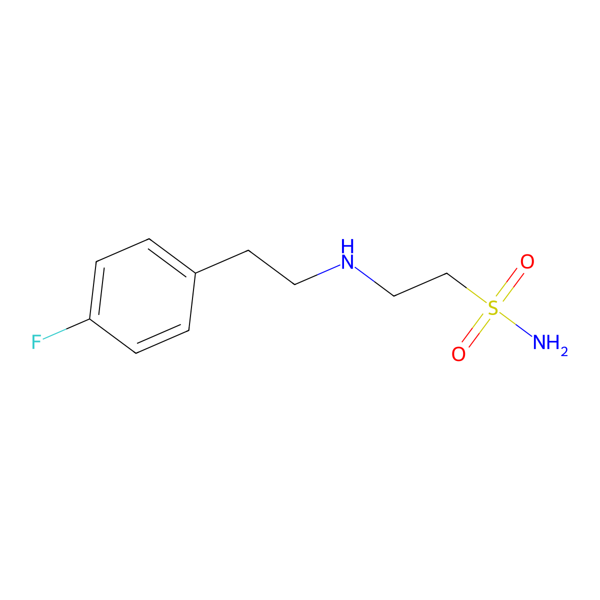 2-{[2-(4-Fluorophenyl)ethyl]amino}ethane-1-sulfonamide molecular structure, CAS 1599990-00-7