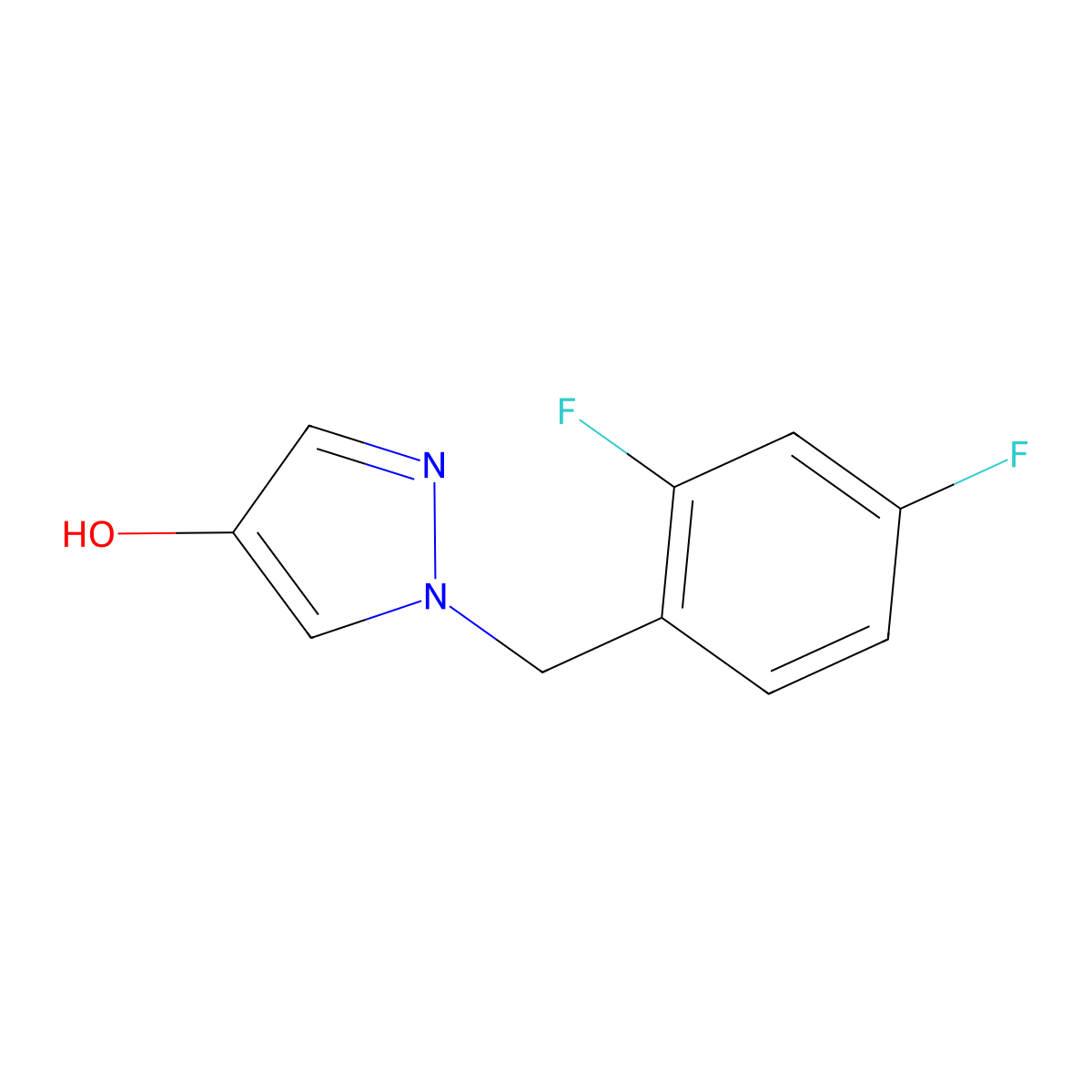 1-(2,4-Difluoro-benzyl)-1H-pyrazol-4-ol molecular structure, CAS 1599994-09-8
