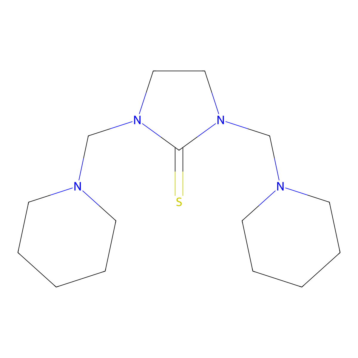1,3-Bis(piperidin-1-ylmethyl)imidazolidine-2-thione molecular structure, CAS 1600-65-3