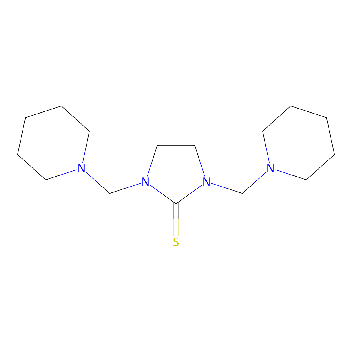 1,3-Bis(piperidin-1-ylmethyl)imidazolidine-2-thione molecular structure, CAS 1600-65-3