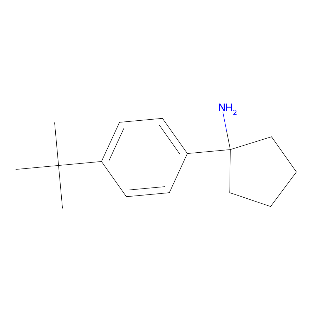 1-(4-Tert-butylphenyl)cyclopentan-1-amine molecular structure, CAS 160001-94-5