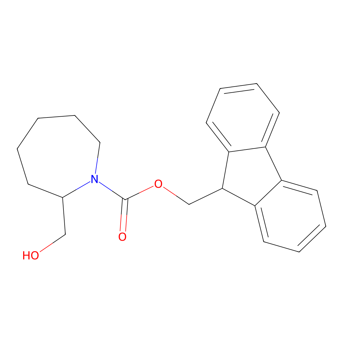 (9H-fluoren-9-yl)methyl 2-(hydroxymethyl)azepane-1-carboxylate molecular structure, CAS 1600030-42-9