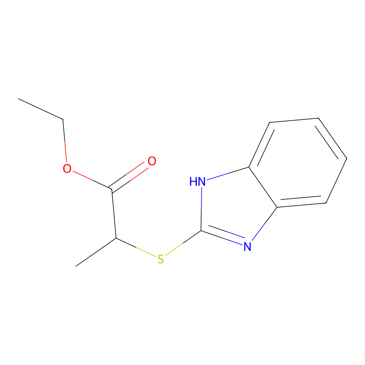 ethyl 2-(1H-benzimidazol-2-ylthio)propanoate molecular structure, CAS 160004-14-8
