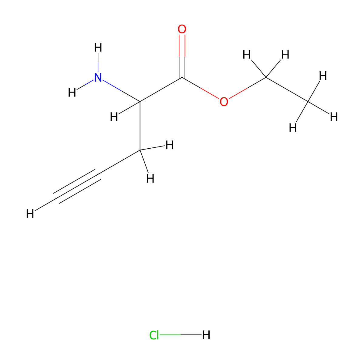 Ethyl 2-aminopent-4-ynoate hydrochloride molecular structure, CAS 160009-06-3
