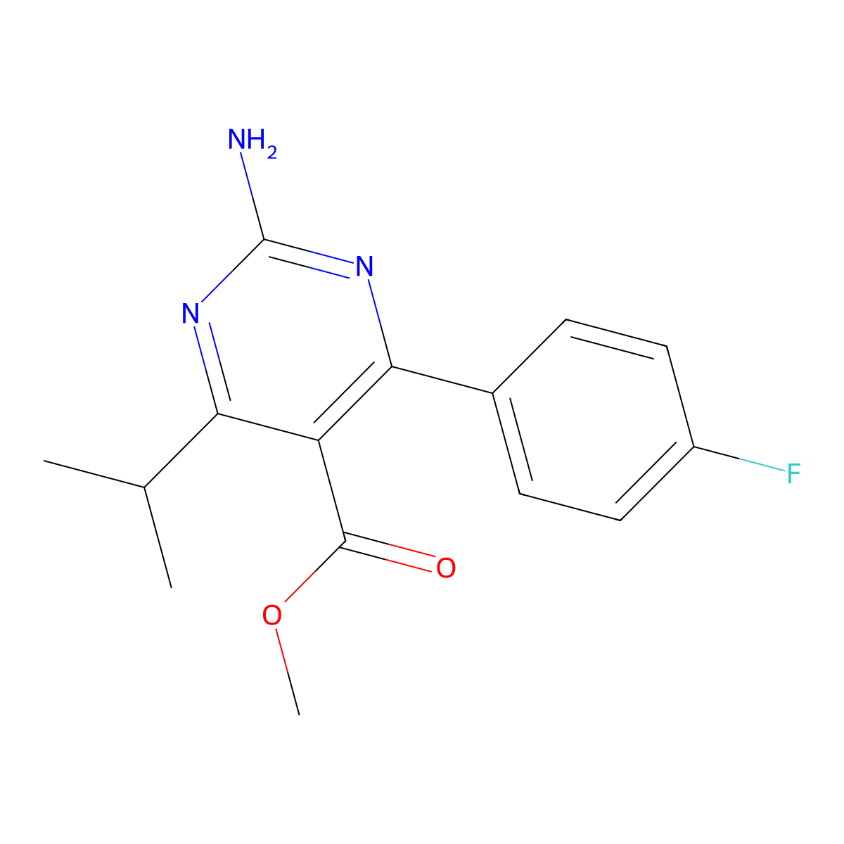 Methyl 2-amino-4-(4-fluorophenyl)-6-isopropylpyrimidine-5-carboxylate molecular structure, CAS 160009-37-0