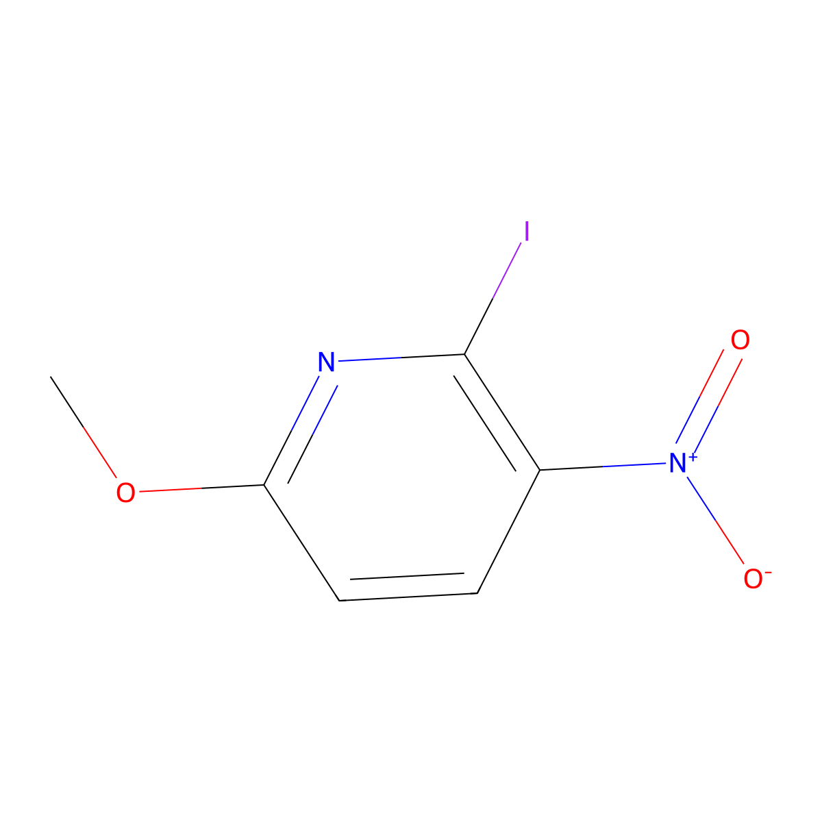 2-Iodo-6-methoxy-3-nitropyridine molecular structure, CAS 1600094-08-3
