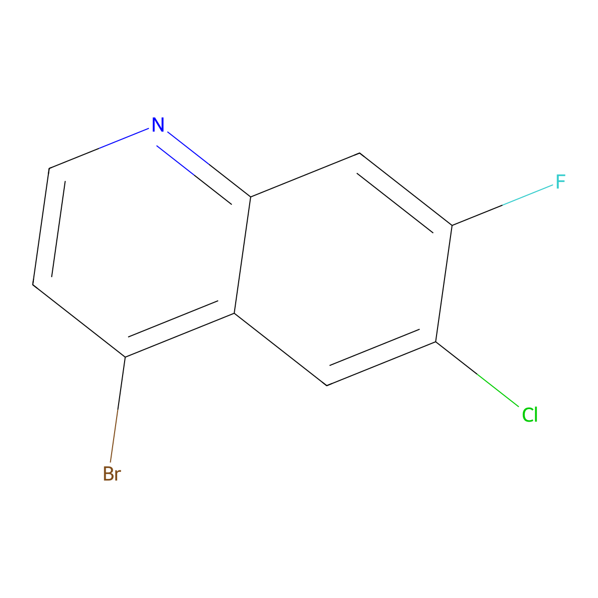4-Bromo-6-chloro-7-fluoroquinoline molecular structure, CAS 1600099-70-4