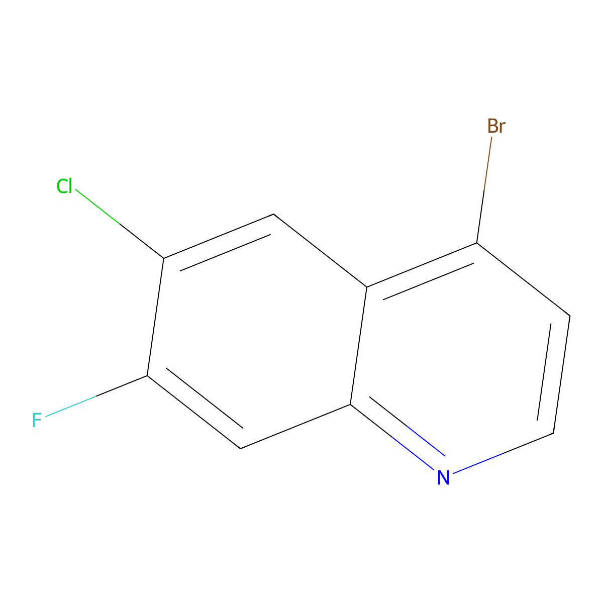 4-Bromo-6-chloro-7-fluoroquinoline molecular structure, CAS 1600099-70-4