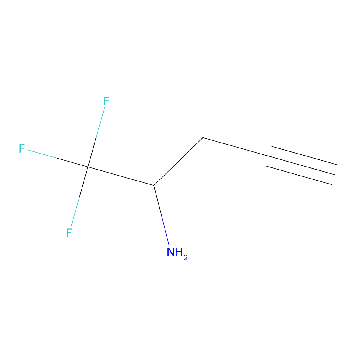 1,1,1-Trifluoropent-4-yn-2-amine molecular structure, CAS 1600120-11-3