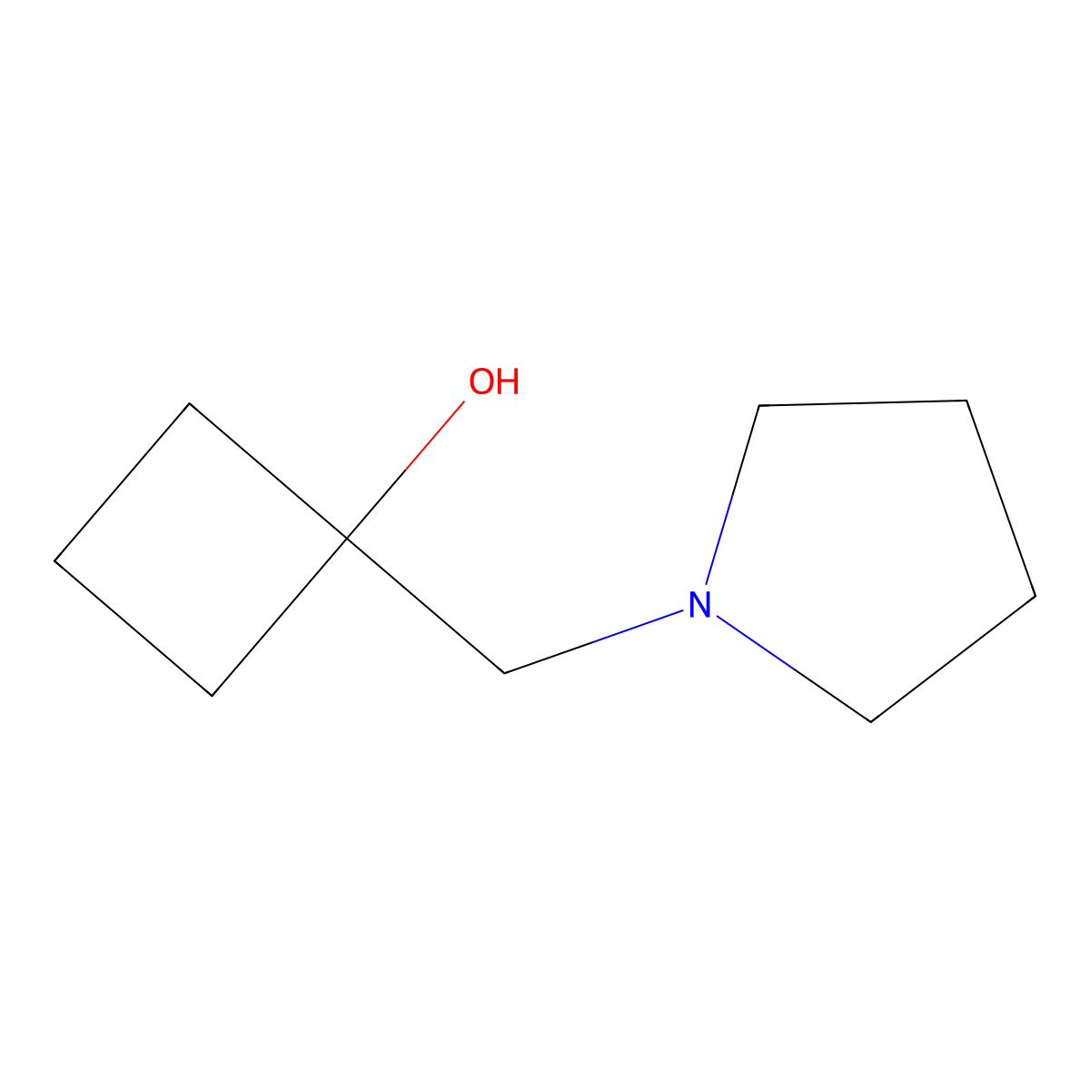 1-[(Pyrrolidin-1-yl)methyl]cyclobutan-1-ol molecular structure, CAS 1600125-71-0