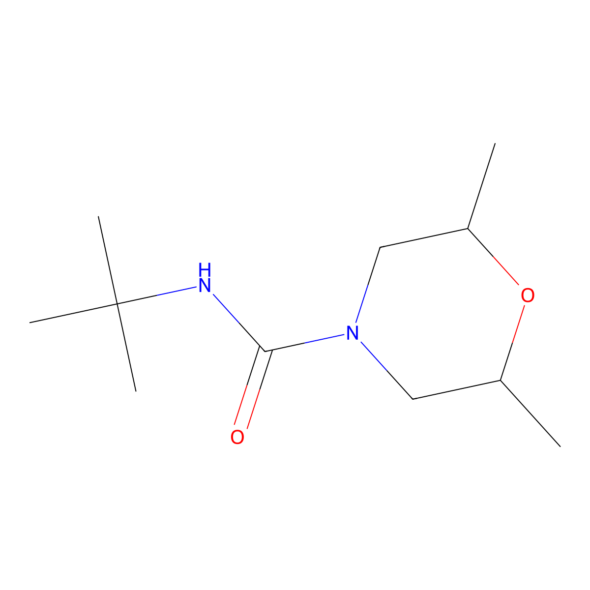 N-tert-butyl-2,6-dimethylmorpholine-4-carboxamide molecular structure, CAS 1600125-90-3