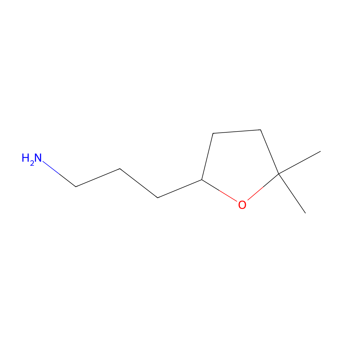 3-(5,5-Dimethyloxolan-2-yl)propan-1-amine molecular structure, CAS 1600132-81-7