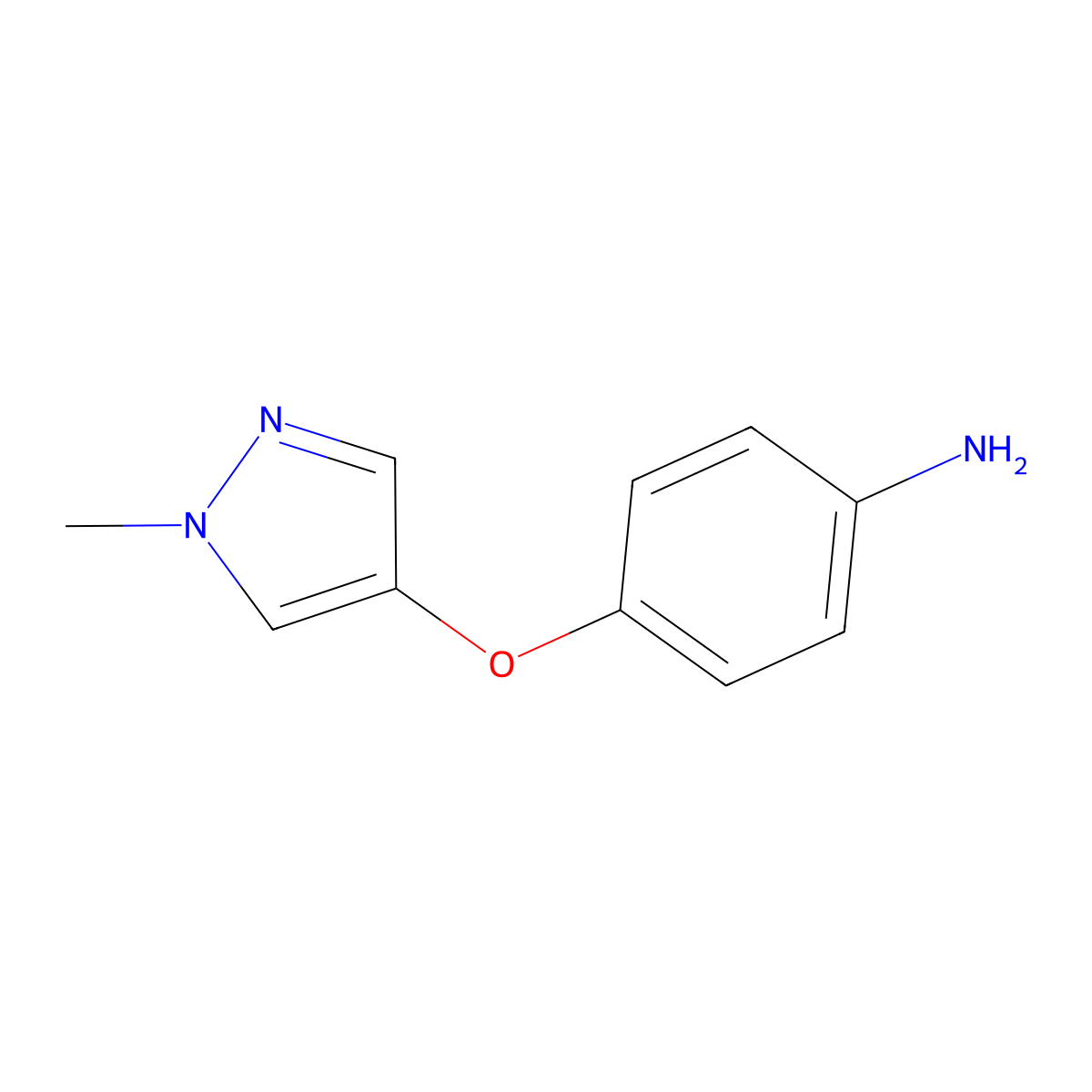 4-((1-methyl-1H-pyrazol-4-yl)oxy)aniline molecular structure, CAS 1600142-61-7